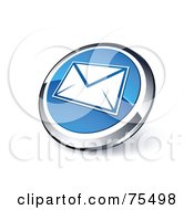Poster, Art Print Of Round Blue And Chrome 3d Mail Web Site Button