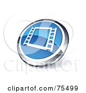 Poster, Art Print Of Round Blue And Chrome 3d Film Frame Web Site Button