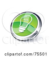 Poster, Art Print Of Round Green And Chrome 3d Light Bulb Web Site Button