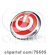 Poster, Art Print Of Round Red And Chrome 3d Power Web Site Button