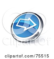 Royalty Free RF Clipart Illustration Of A Round Blue And Chrome 3d Right Arrow Web Site Button