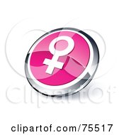 Poster, Art Print Of Round Pink And Chrome 3d Female Web Site Button