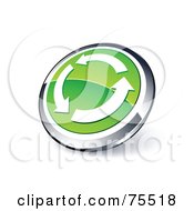 Royalty Free RF Clipart Illustration Of A Round Green And Chrome 3d Triple Arrow Web Site Button