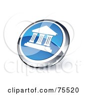 Poster, Art Print Of Round Blue And Chrome 3d Capitol Building Web Site Button