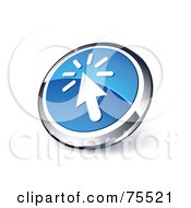 Poster, Art Print Of Round Blue And Chrome 3d Clicking Cursor Web Site Button