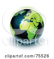 Poster, Art Print Of Green And Navy Blue Shiny Planet Earth