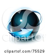 Royalty Free RF Clipart Illustration Of A 3d Blue Arrow Around A Blue Sphere