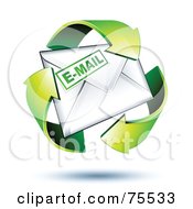 Poster, Art Print Of Three 3d Green Recycle Arrows Around An Email