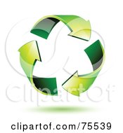 Royalty Free RF Clipart Illustration Of Three 3d Arched Green Recycle Arrows