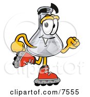 An Erlenmeyer Conical Laboratory Flask Beaker Mascot Cartoon Character Roller Blading On Inline Skates