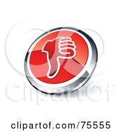Poster, Art Print Of Round Red And Chrome 3d Thumbs Down Web Site Button