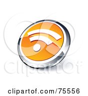 Poster, Art Print Of Round Orange And Chrome 3d Rss Web Site Button