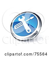 Royalty Free RF Clip Art Illustration Of A Round Blue And Chrome 3d Tools Web Site Button
