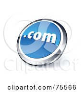Round Blue And Chrome 3d Dot Com Web Site Button