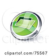 Poster, Art Print Of Round Green And Chrome 3d File Web Site Button
