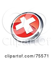 Royalty Free RF Clipart Illustration Of A Round Red And Chrome 3d X Web Site Button by beboy