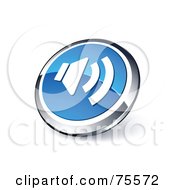 Poster, Art Print Of Round Blue And Chrome 3d Sound Web Site Button