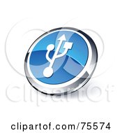 Royalty Free RF Clipart Illustration Of A Round Blue And Chrome 3d USB Web Site Button