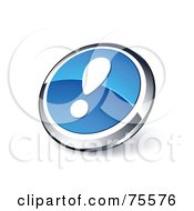 Poster, Art Print Of Round Blue And Chrome 3d Exclamation Point Web Site Button