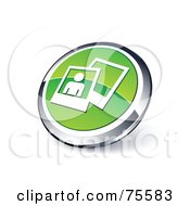 Poster, Art Print Of Round Green And Chrome 3d Photos Web Site Button