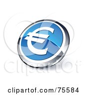 Poster, Art Print Of Round Blue And Chrome 3d Euro Web Site Button