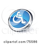 Poster, Art Print Of Round Blue And Chrome 3d Handicap Web Site Button
