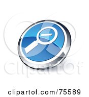 Poster, Art Print Of Round Blue And Chrome 3d Zoom Out Web Site Button