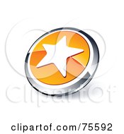 Royalty Free RF Clipart Illustration Of A Round Orange And Chrome 3d Star Web Site Button by beboy