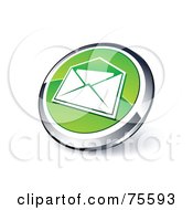 Poster, Art Print Of Round Green And Chrome 3d Envelope Web Site Button
