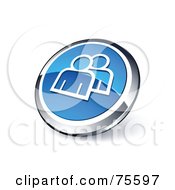Poster, Art Print Of Round Blue And Chrome 3d Messenger Friend Web Site Button