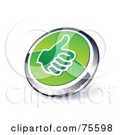 Poster, Art Print Of Round Green And Chrome 3d Thumbs Up Web Site Button