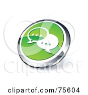 Poster, Art Print Of Round Green And Chrome 3d Messenger Bubbles Web Site Button