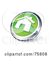 Poster, Art Print Of Round Green And Chrome 3d Home Page Web Site Button