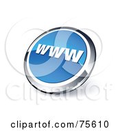 Round Blue And Chrome 3d Www Web Site Button