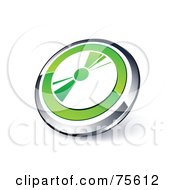 Poster, Art Print Of Round Green And Chrome 3d Cd Web Site Button
