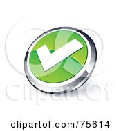 Poster, Art Print Of Round Green And Chrome 3d Check Mark Web Site Button