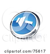 Poster, Art Print Of Round Blue And Chrome 3d Volume Down Web Site Button