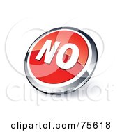 Royalty Free RF Clipart Illustration Of A Round Red And Chrome 3d No Web Site Button