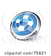 Round Blue And Chrome 3d Life Buoy Web Site Button