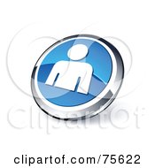 Royalty Free RF Clipart Illustration Of A Round Blue And Chrome 3d Man Web Site Button