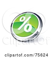 Poster, Art Print Of Round Green And Chrome 3d Percent Web Site Button