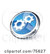 Poster, Art Print Of Round Blue And Chrome 3d Gears Web Site Button