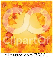 Poster, Art Print Of Orange Background Bordered With Vibrant Autumn Leaves