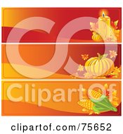Poster, Art Print Of Digital Collage Of Three Thanksgiving Candle Pumpkin And Corn Website Banners