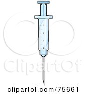 Royalty Free RF Clipart Illustration Of A Black Outlined Blue Syringe With Measurement Markers
