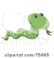 Royalty Free RF Clipart Illustration Of A Spotted Green Snake With A Green Tongue