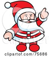 Royalty Free RF Clipart Illustration Of A Stern Santa Pointing Up by Lal Perera