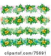 Poster, Art Print Of Digital Collage Of Christmas Holly Borders With Colorful Lines
