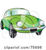 Parked Green Slug Bug Car With A Chrome Bumper