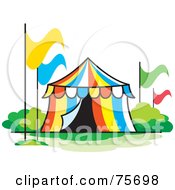 Poster, Art Print Of Colorful Striped Circus Tent With Flags
